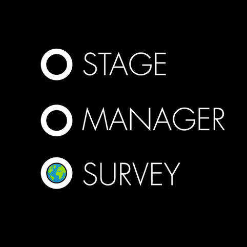 Title and Logo for the Stage Manager Survey.  Background is a photo of red seats in an empty theatre.